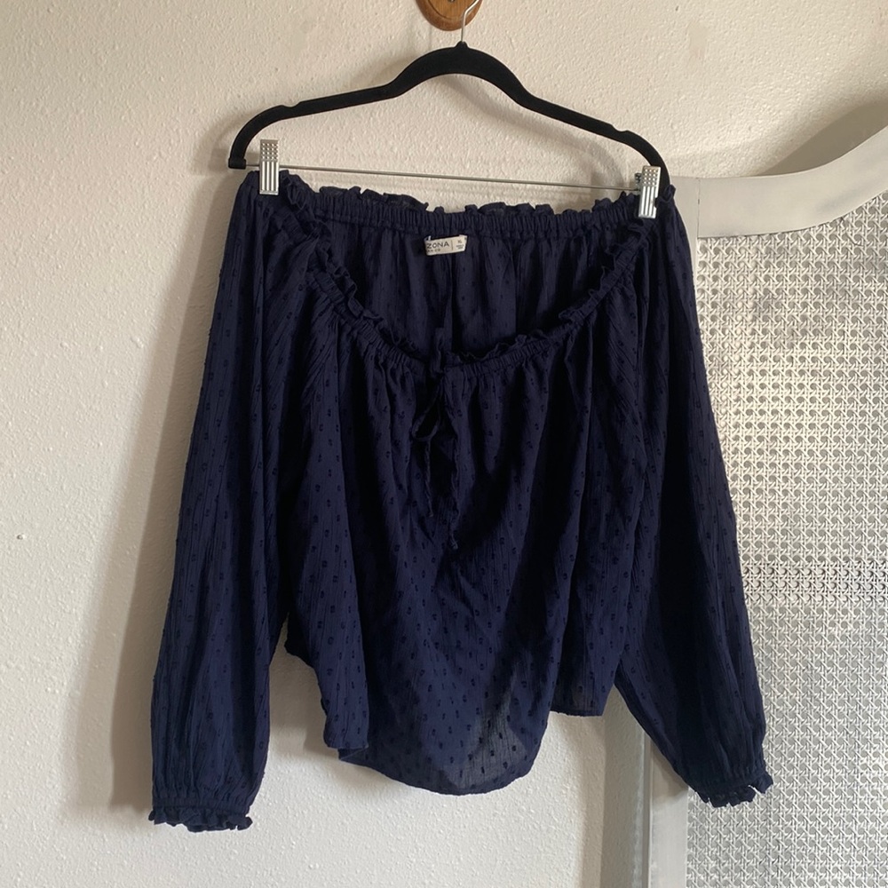 Arizona blue off shoulder elastic neckline blouse tunic style